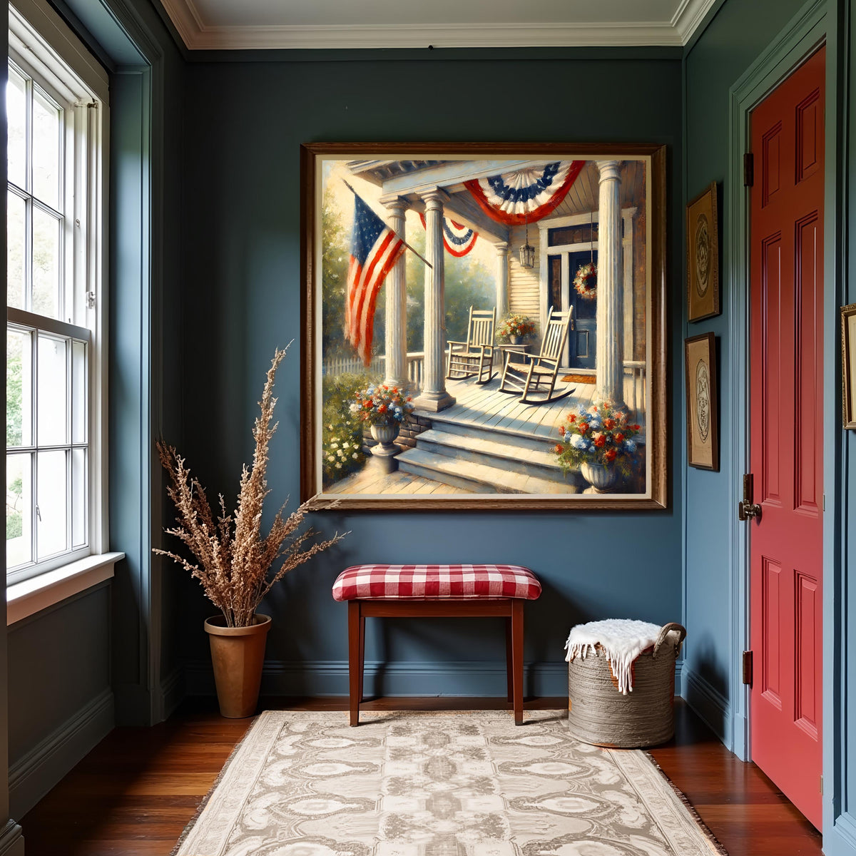 Rustic Memorial Day Porch Print: Boots & American Flag (Digital Download 2