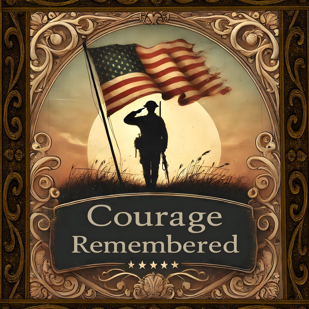 Vintage Soldier Silhouette Print: American Flag Sunset Memorial Art (Digital Download)