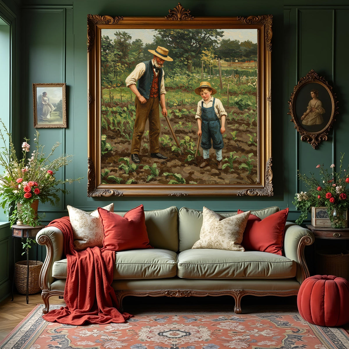 Father and Son Gardening Print: Springtime Bonding Scene (Digital Download)