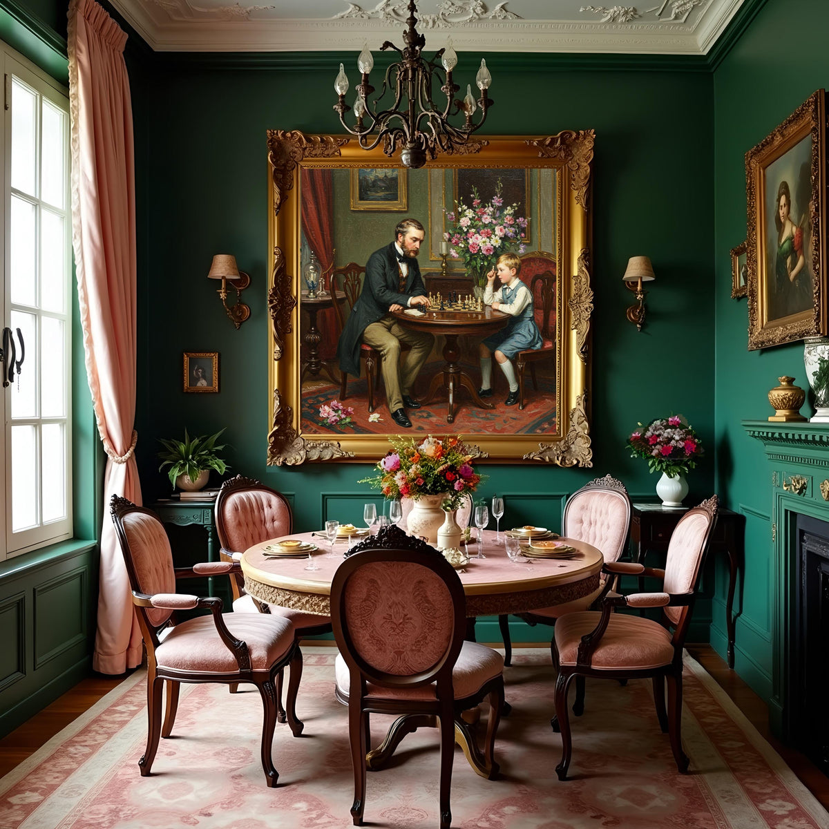 Father and Son Chess Game Art Print: Elegant Victorian Decor (Digital Download)