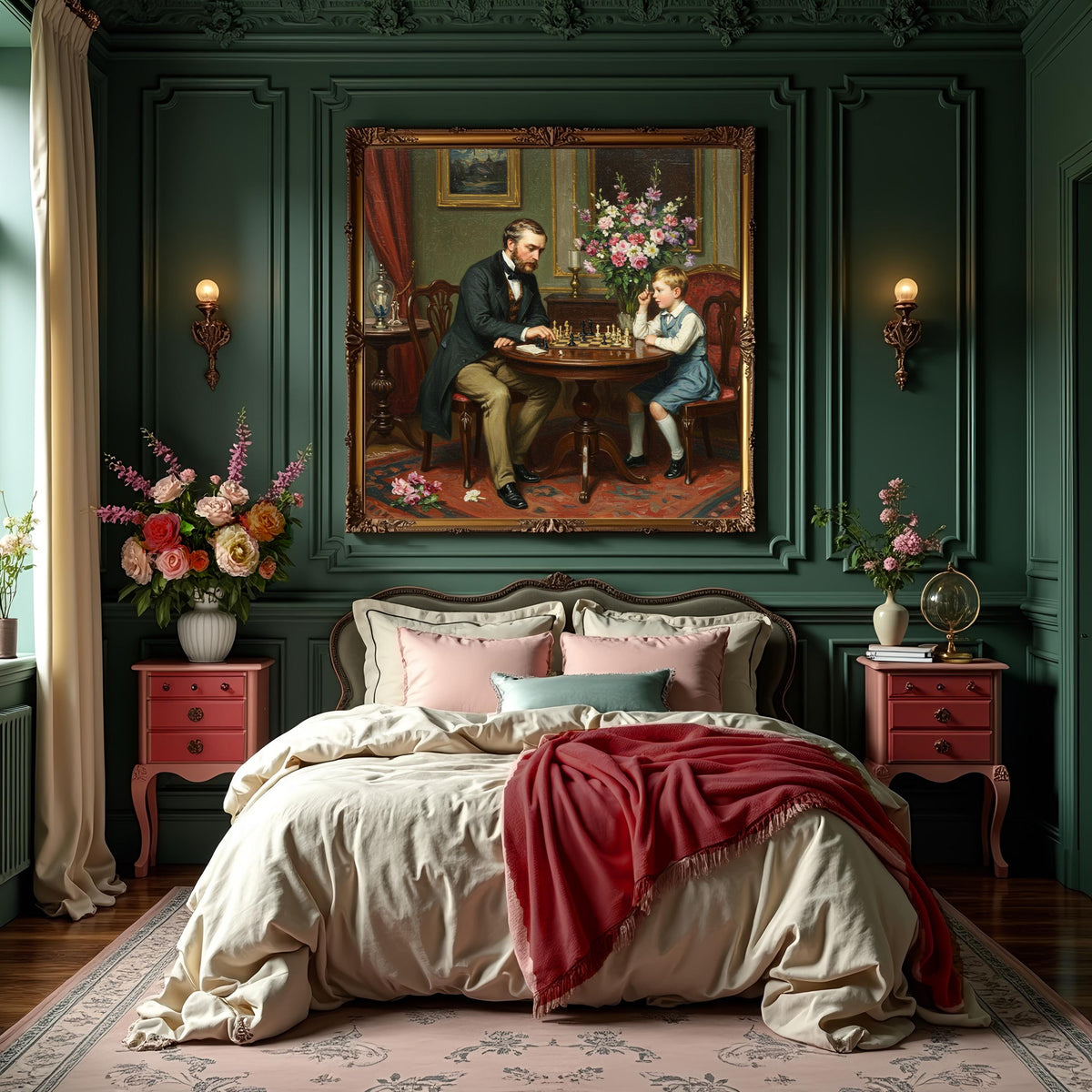 Father and Son Chess Game Art Print: Elegant Victorian Decor (Digital Download)
