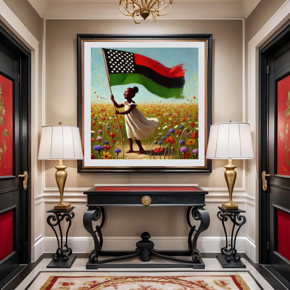 Juneteenth Art Print: Black Joy, Wildflowers, Freedom Banner (Digital Download)