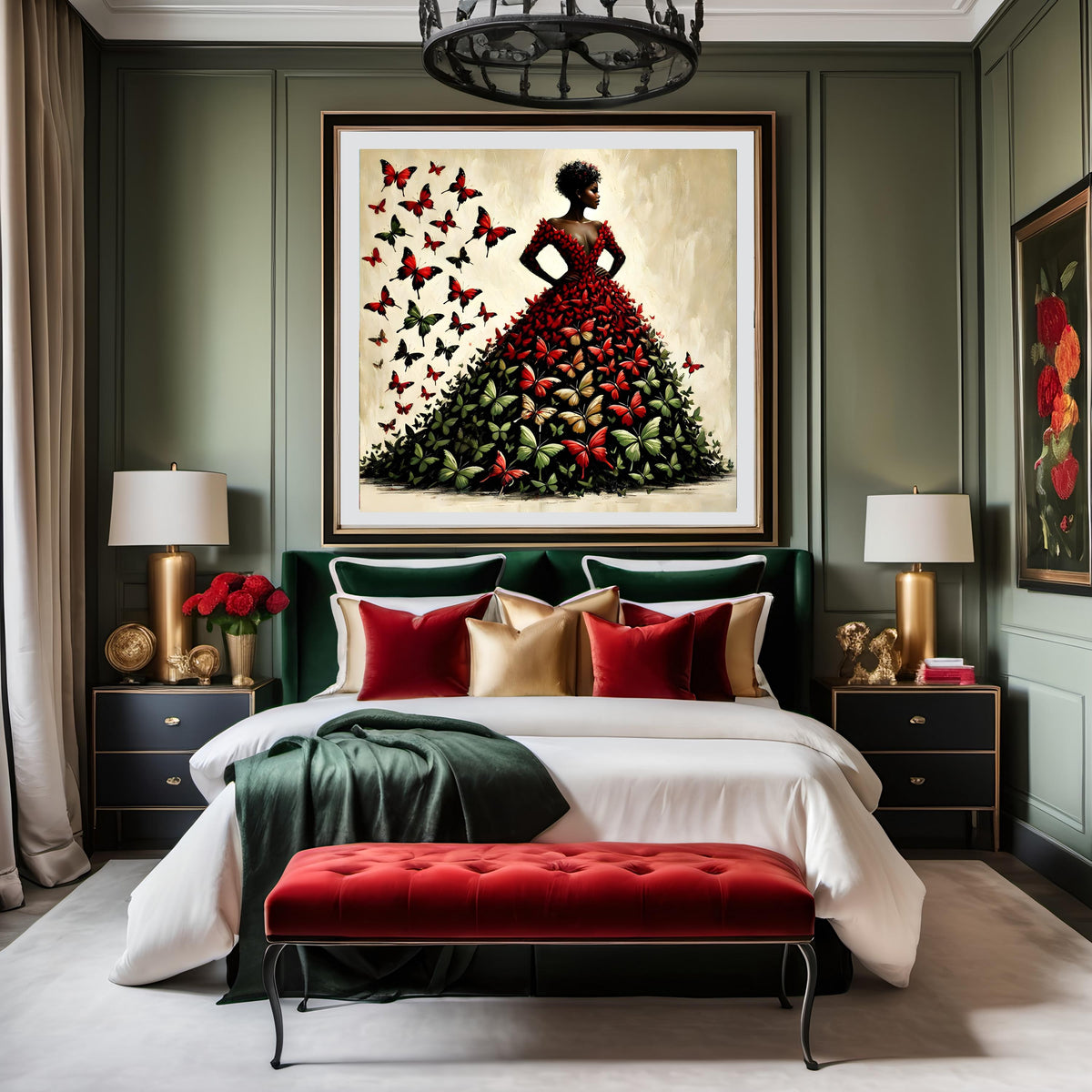 Juneteenth Butterfly Gown Art: Black Woman Fashion Print (Digital Download)