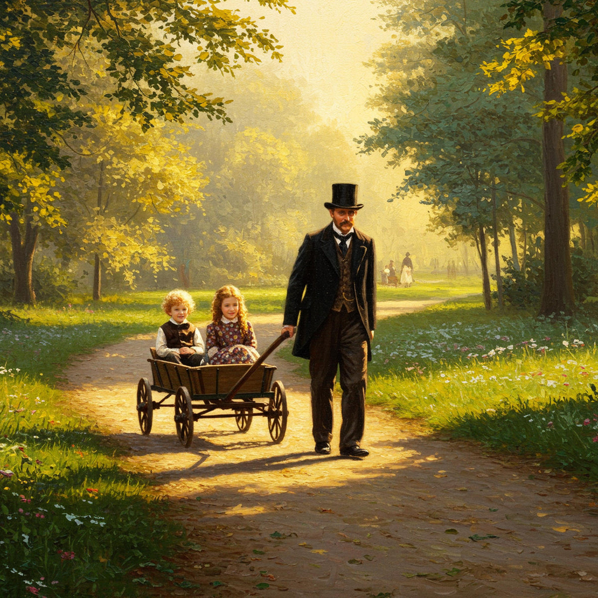 Victorian Father's Day Print: Wagon Ride in the Park (Digital Download)