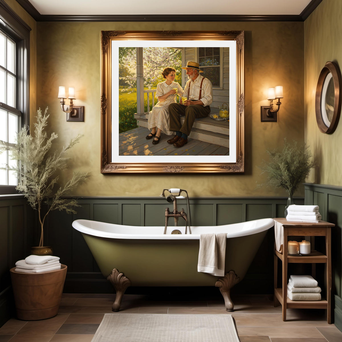 Father & Daughter Lemonade Print: Vintage Porch Scene (Digital Download)