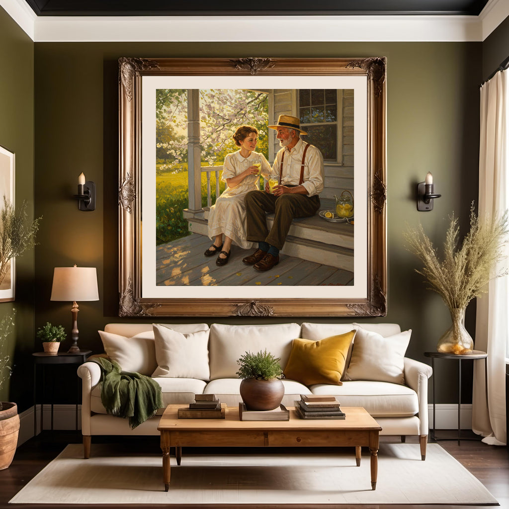 Father & Daughter Lemonade Print: Vintage Porch Scene (Digital Download)