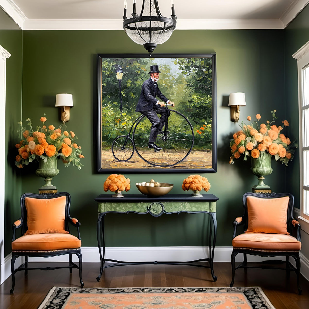 Victorian Penny Farthing Print: Antique Bicycle Rider, Nostalgic Wall Art (Digital Download 4096x4096px)