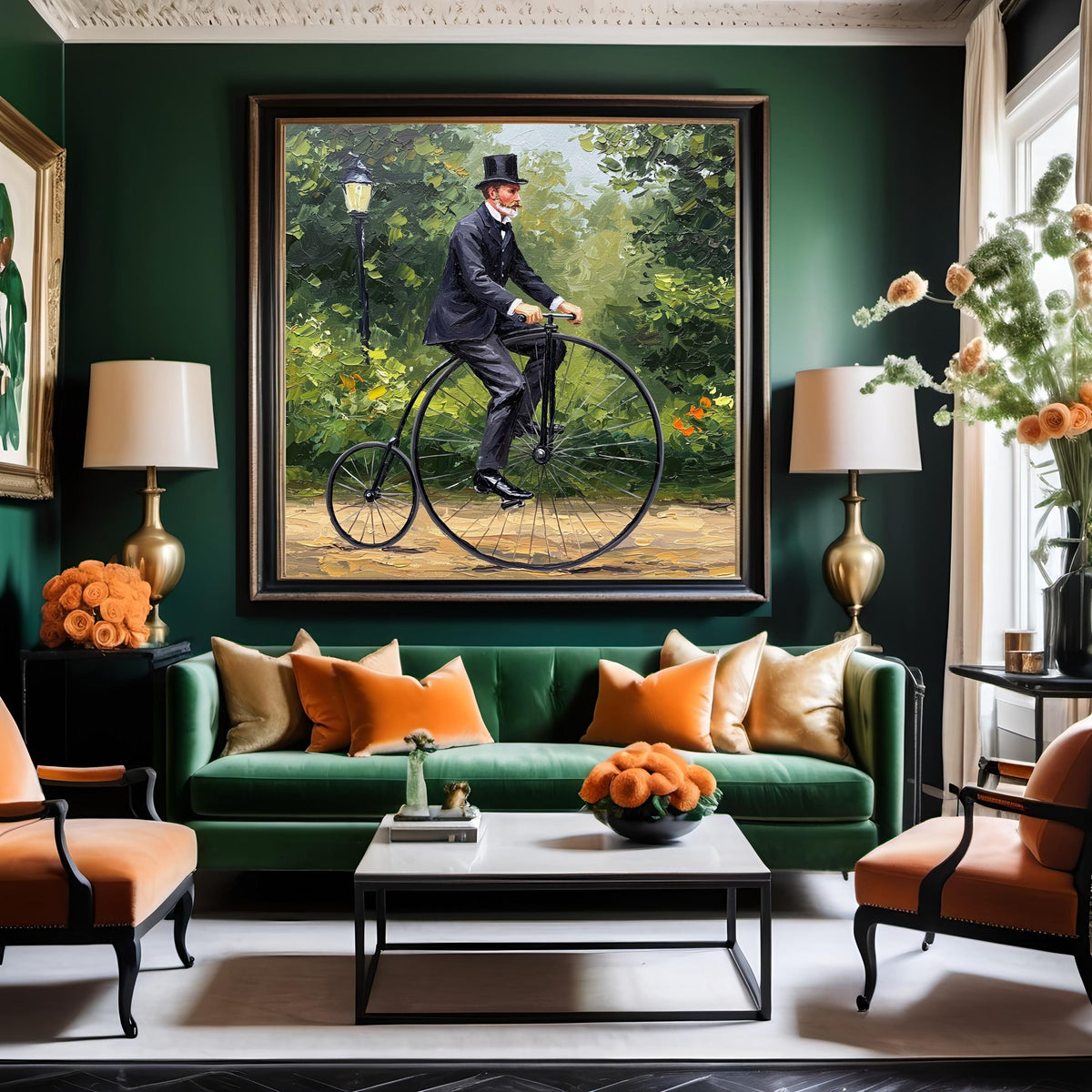 Victorian Penny Farthing Print: Antique Bicycle Rider, Nostalgic Wall Art (Digital Download 4096x4096px)