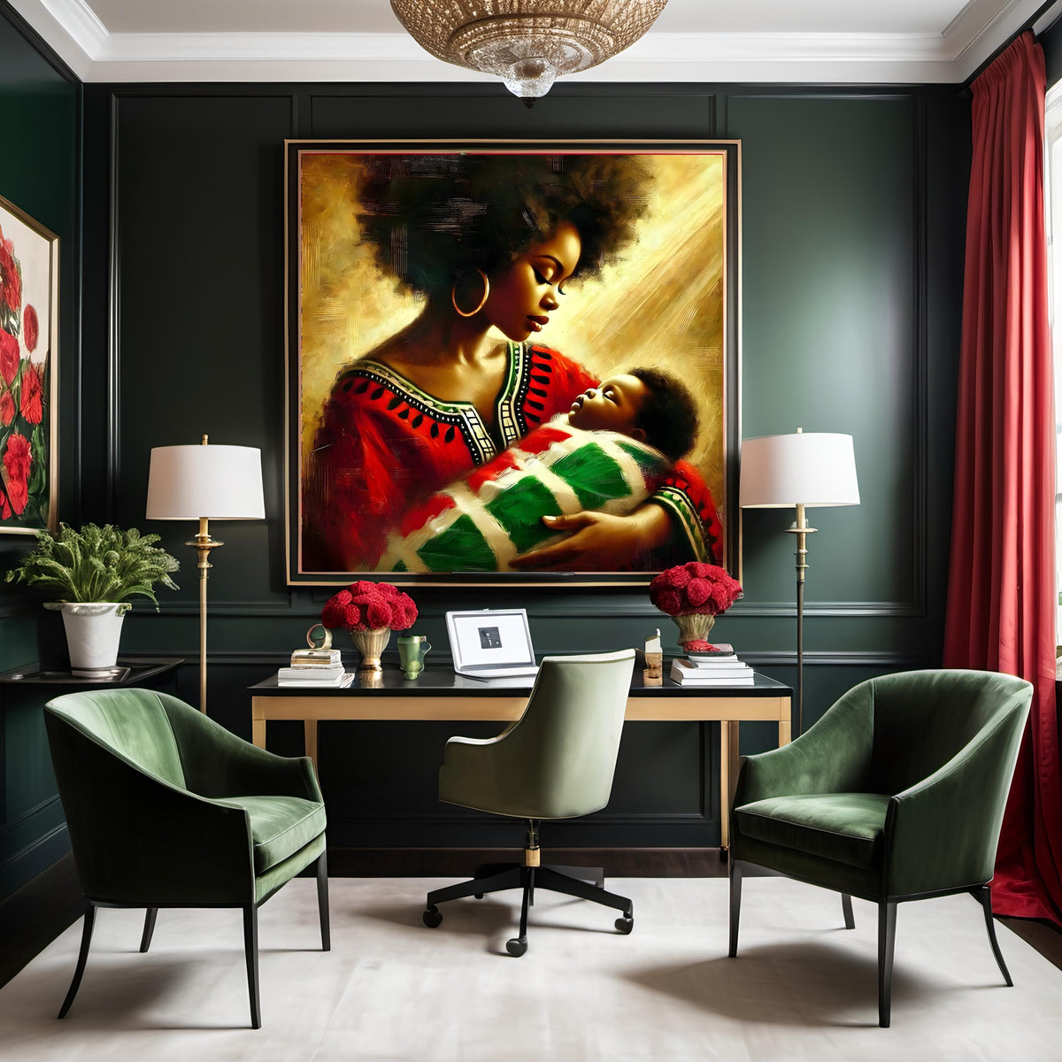Black Mother and Child Art Print: African Heritage Juneteenth Decor (Digital Download)