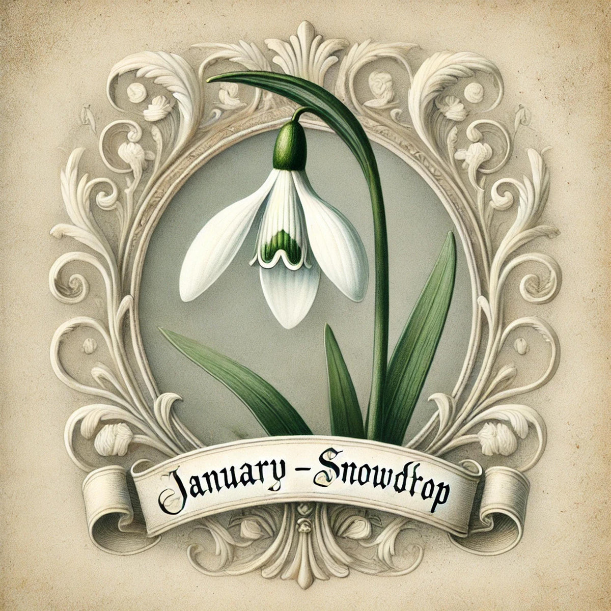 Snowdrop January Birth Flower Print: Vintage Botanical Art (Digital Download)