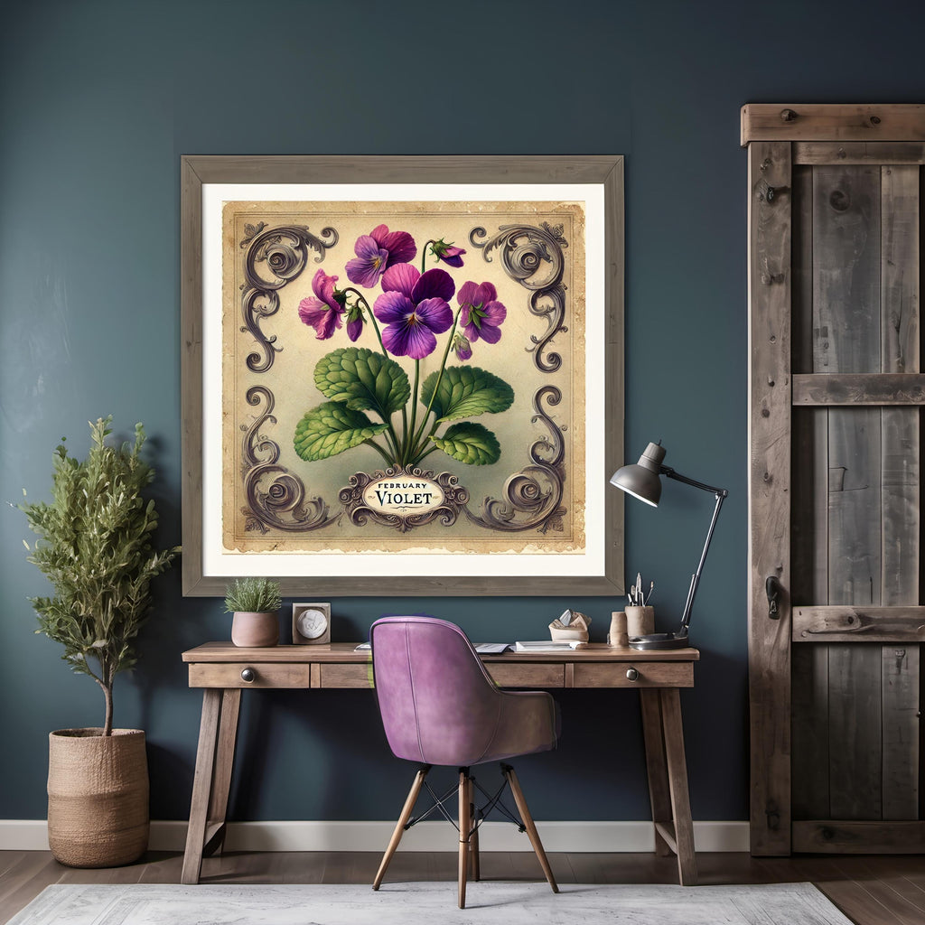 February Birth Flower Violet Print: Vintage Botanical Art (Digital Download)