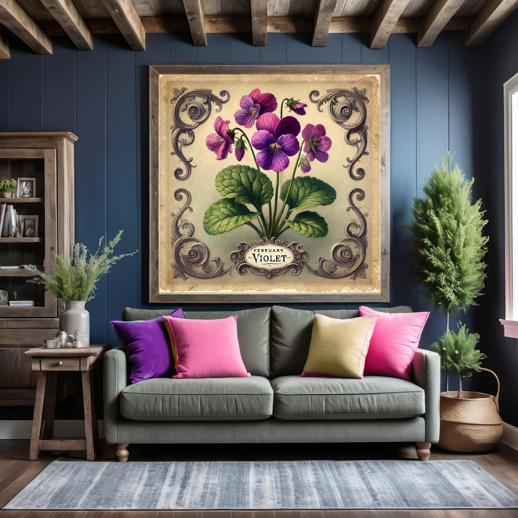 February Birth Flower Violet Print: Vintage Botanical Art (Digital Download)