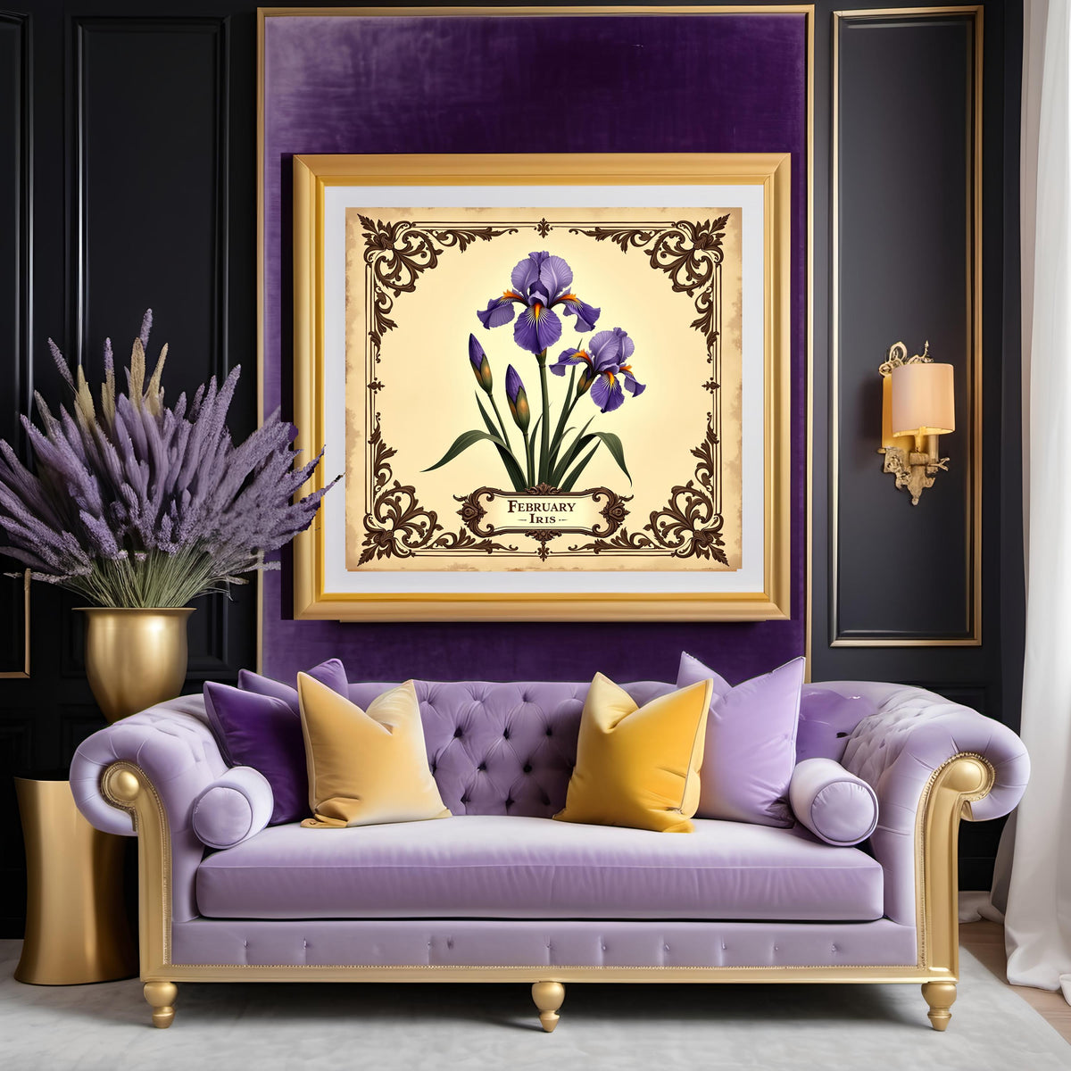Victorian Iris Flower Print: February Birth Month Floral Art (Digital Download)