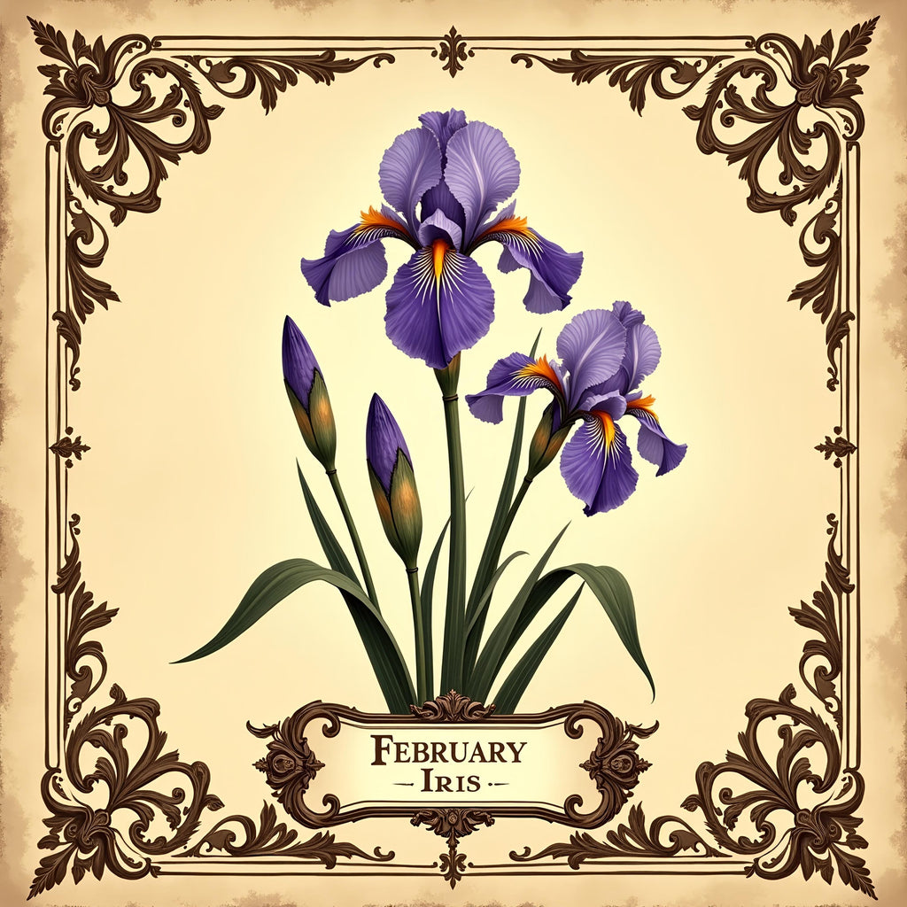 Victorian Iris Flower Print: February Birth Month Floral Art (Digital Download)