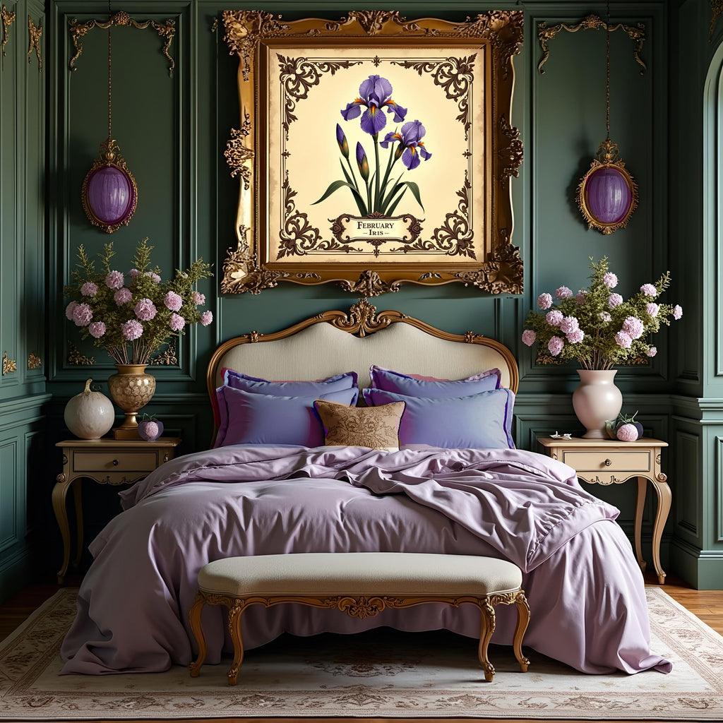 Victorian Iris Flower Print: February Birth Month Floral Art (Digital Download)