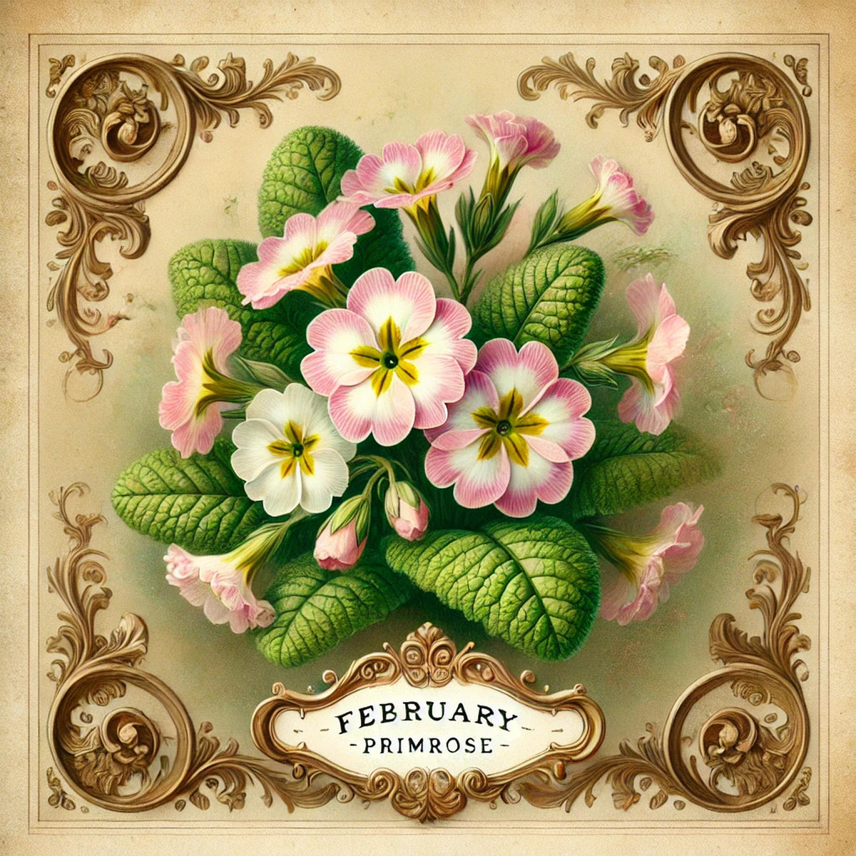 February Birth Flower Print: Vintage Primrose Botanical Art (Digital Download) 2