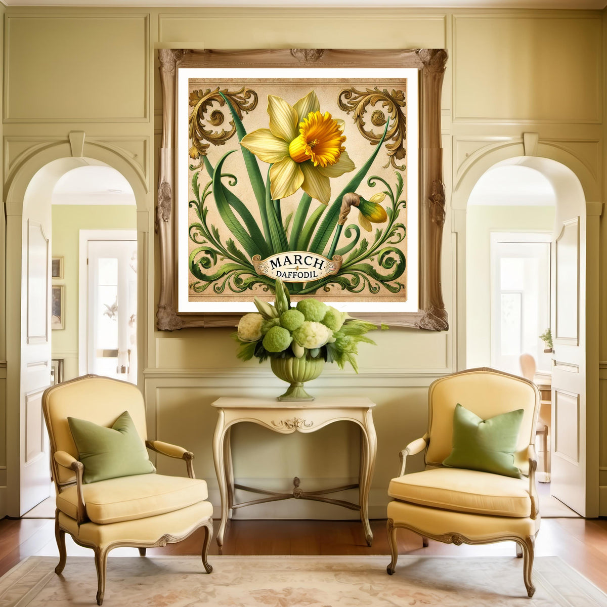 Daffodil Botanical Print: Vintage March Birth Flower Art (Digital Download)