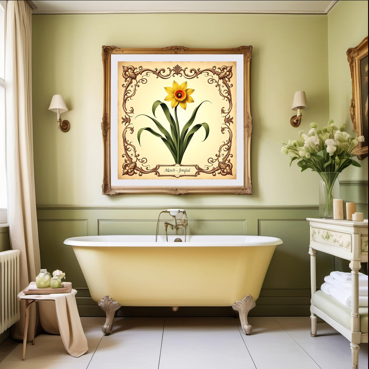 Vintage Victorian Daffodil Print: March Birth Flower Art (Digital Download)