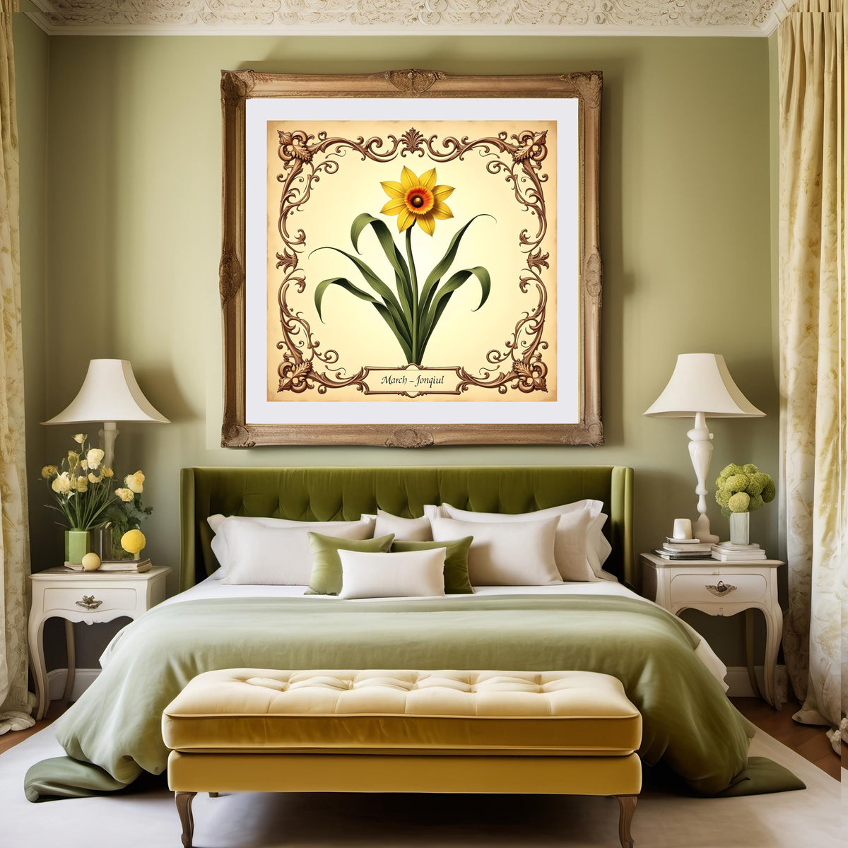Vintage Victorian Daffodil Print: March Birth Flower Art (Digital Download)