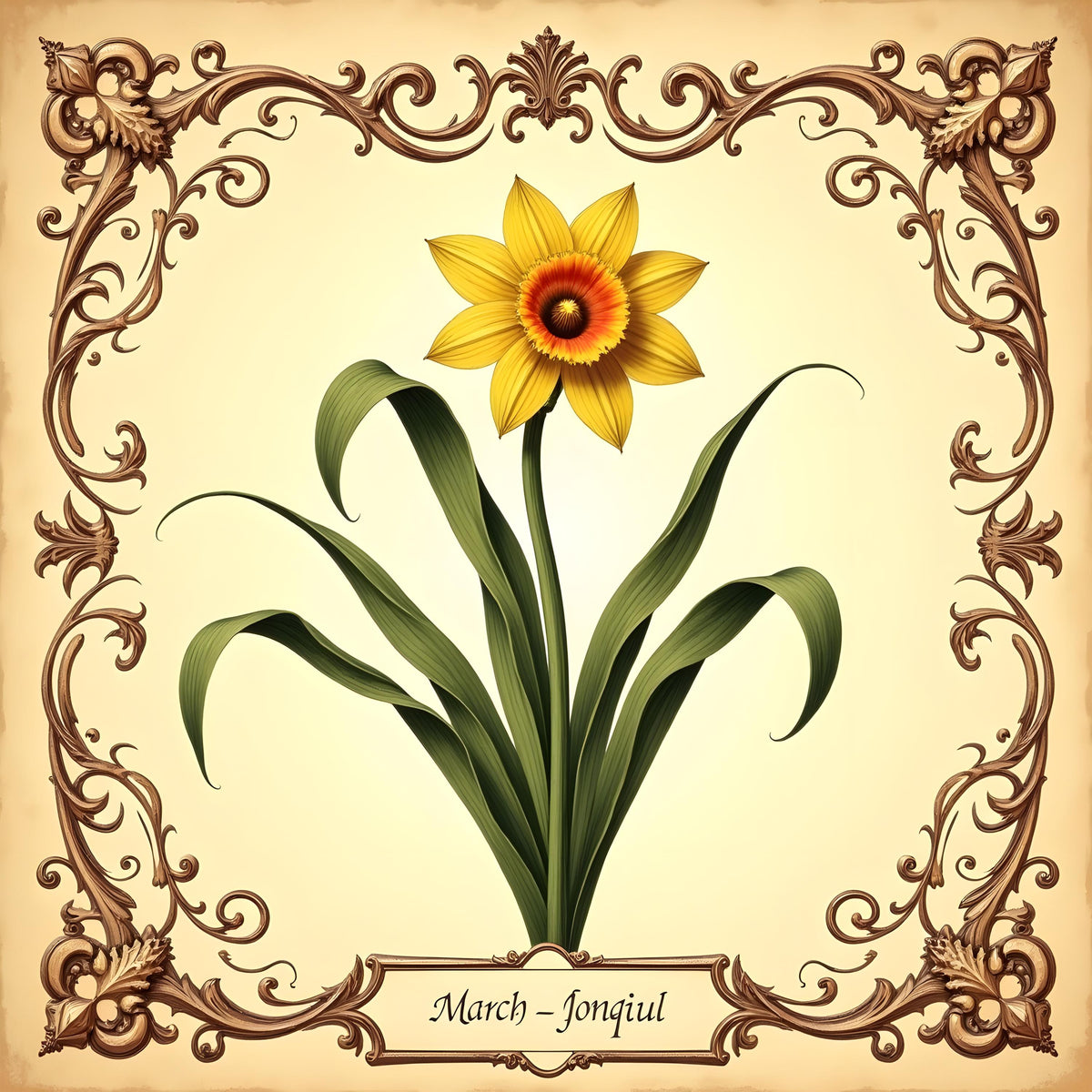 Vintage Victorian Daffodil Print: March Birth Flower Art (Digital Download)