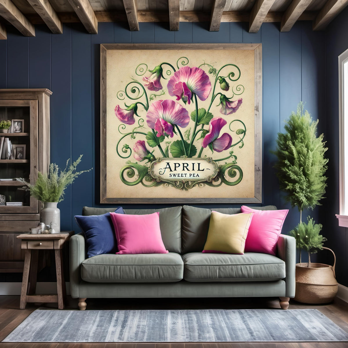 Sweet Pea April Birth Flower Print: Vintage Botanical Art (Digital Download) 2
