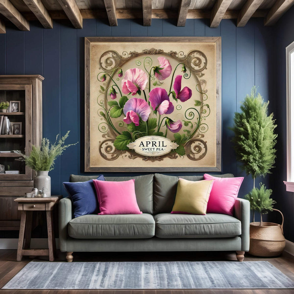 Sweet Pea April Birth Flower Print: Vintage Botanical Art (Digital Download)