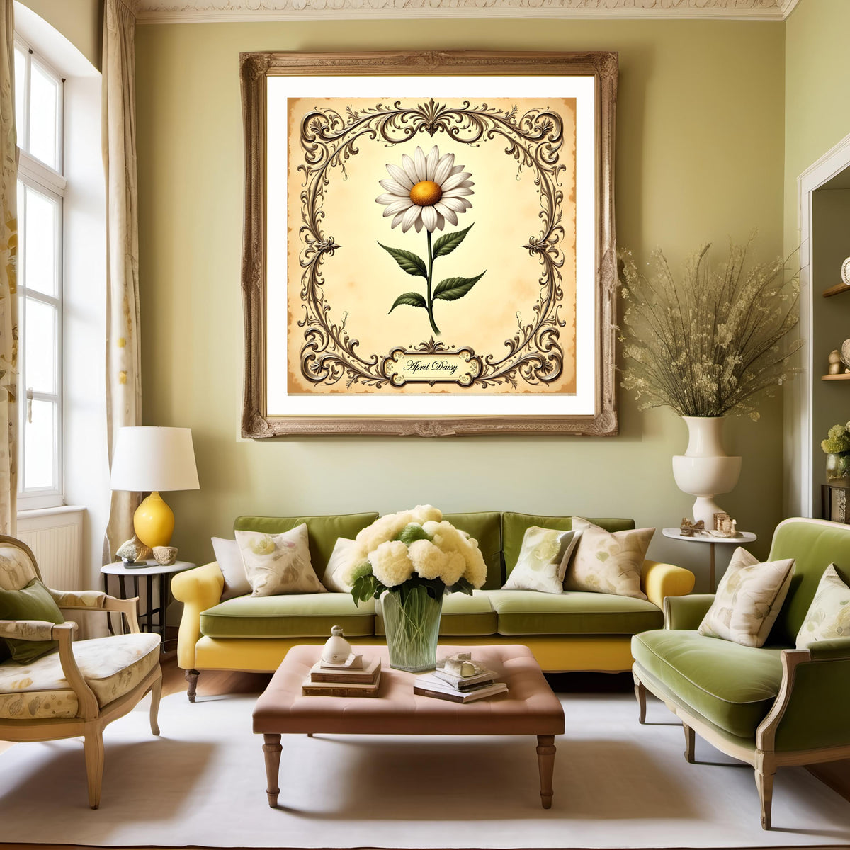 Vintage Daisy Print: April Birth Flower Botanical Art (Digital Download)