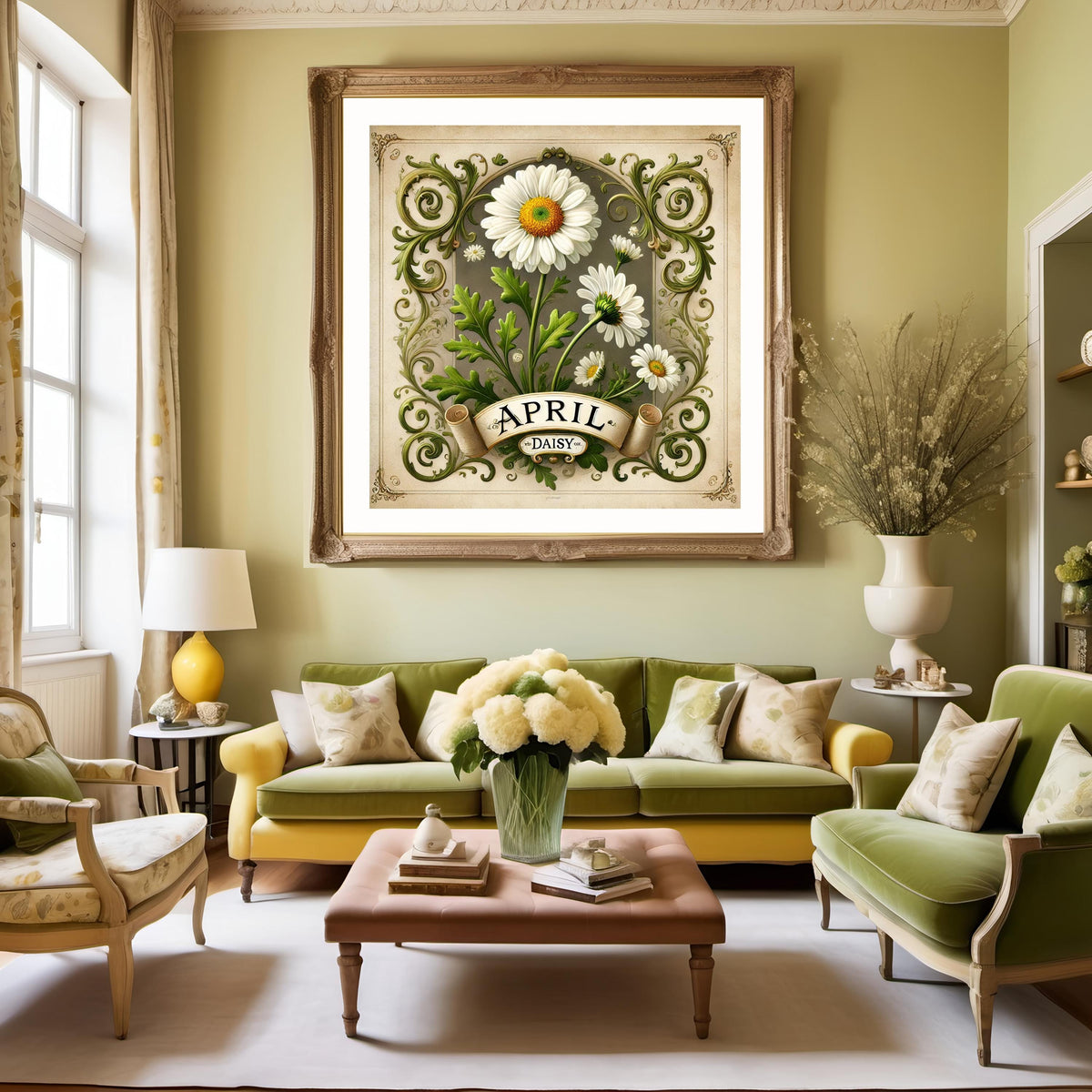 April Birth Flower Daisy Print: Vintage Botanical Art (Digital Download)