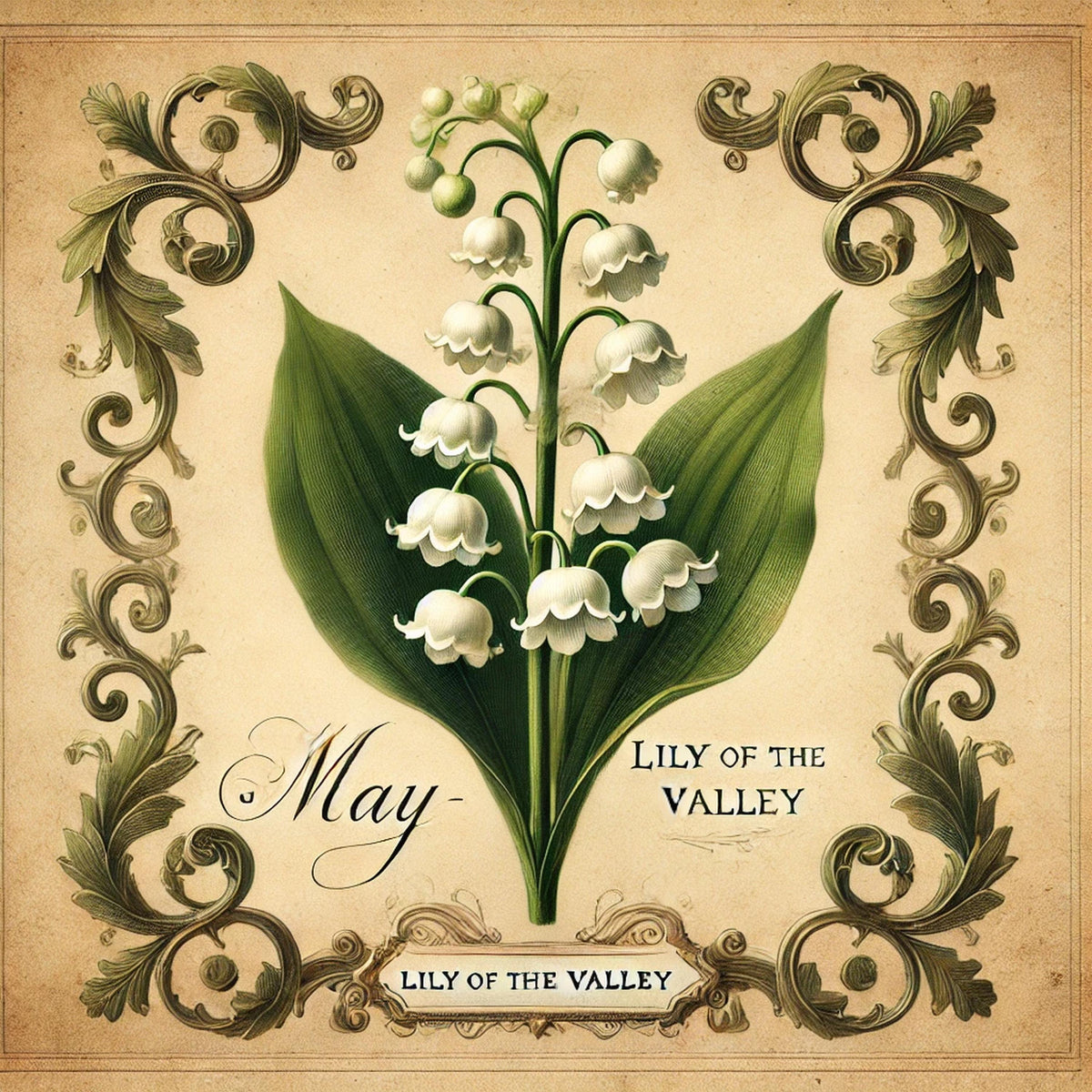 Lily of the Valley Print: Vintage Botanical May Birth Flower (Digital Download)