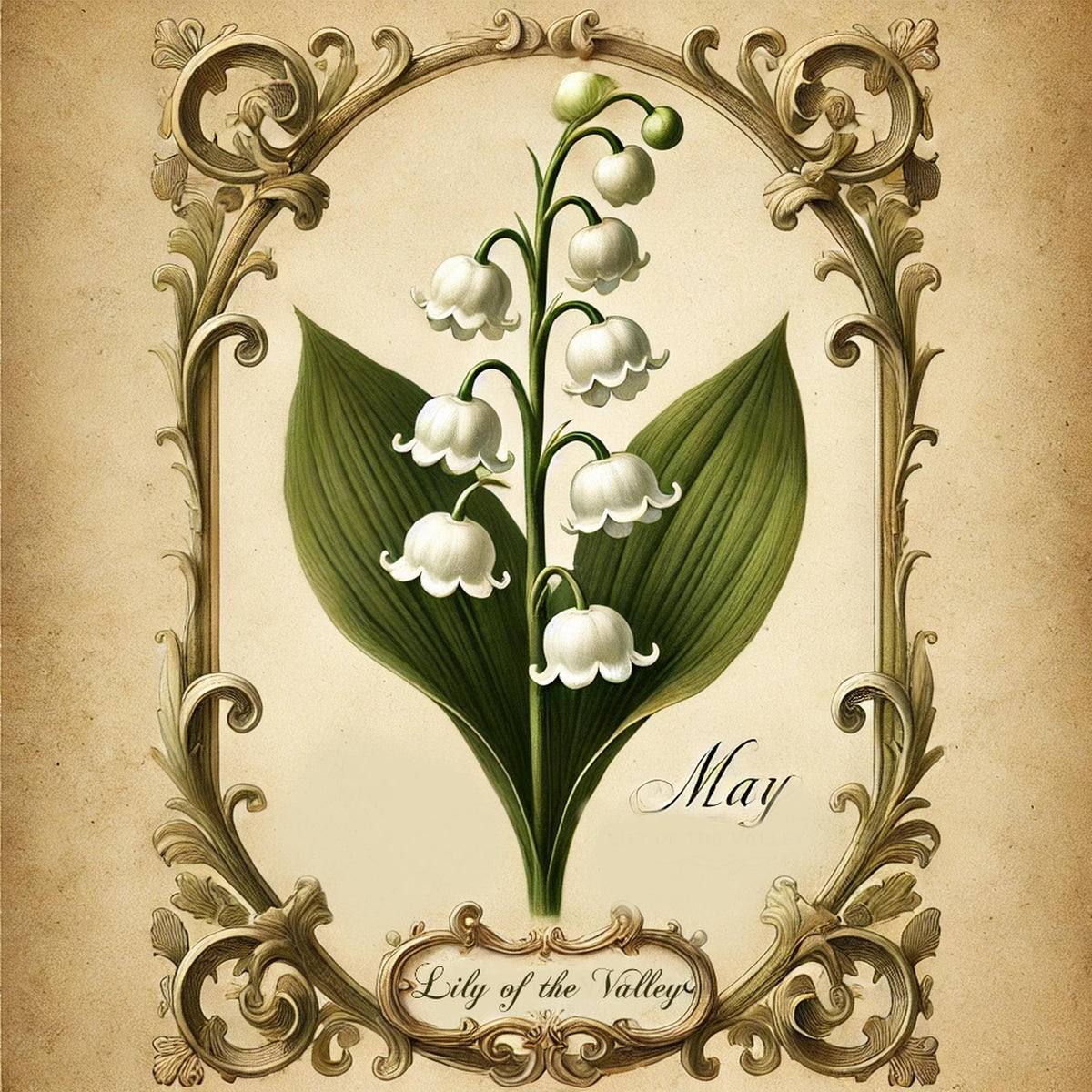 Lily of the Valley Print: Vintage May Birth Flower Botanical Art (Digital Download)