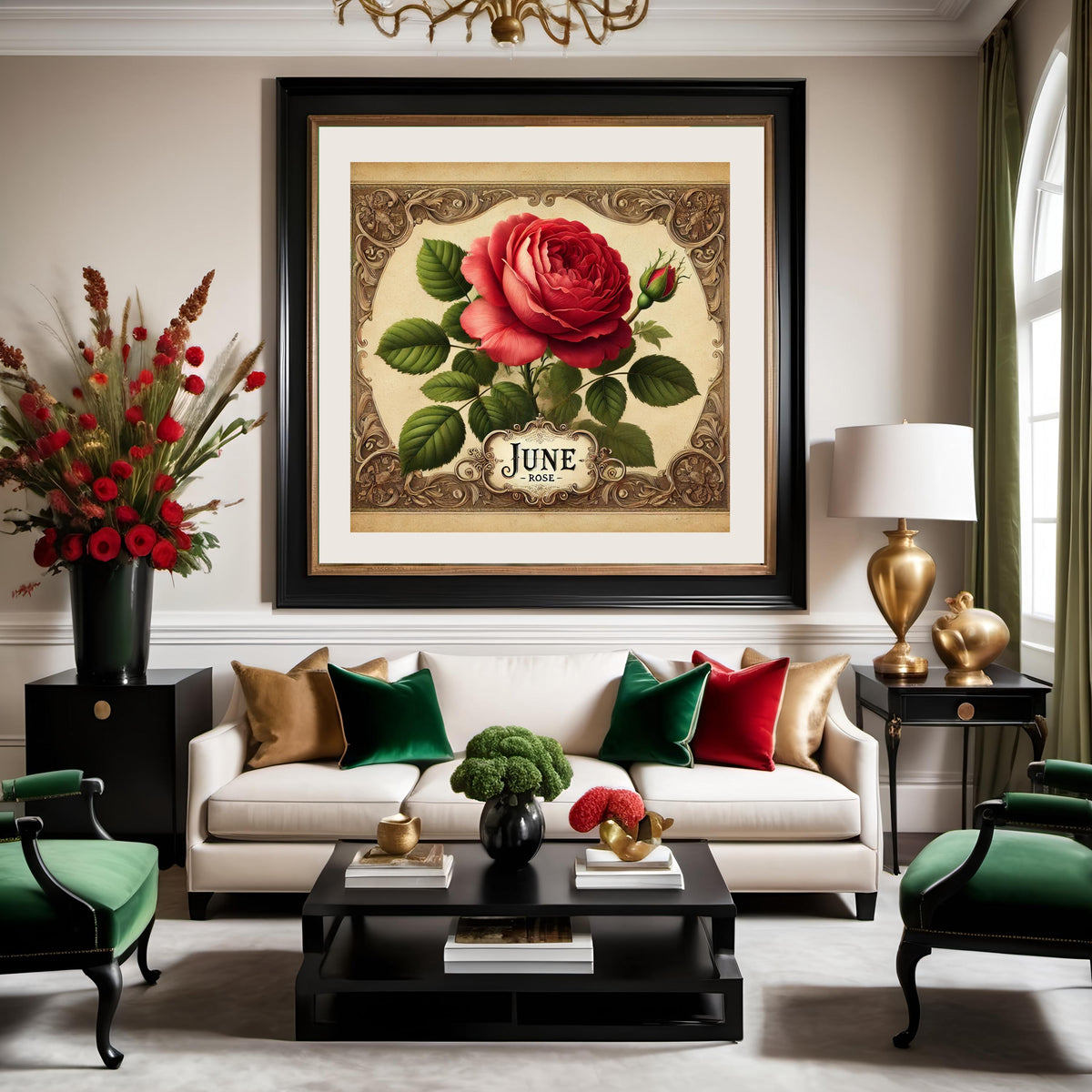 June Birth Flower Rose Print: Vintage Botanical Wall Art (Digital Download)