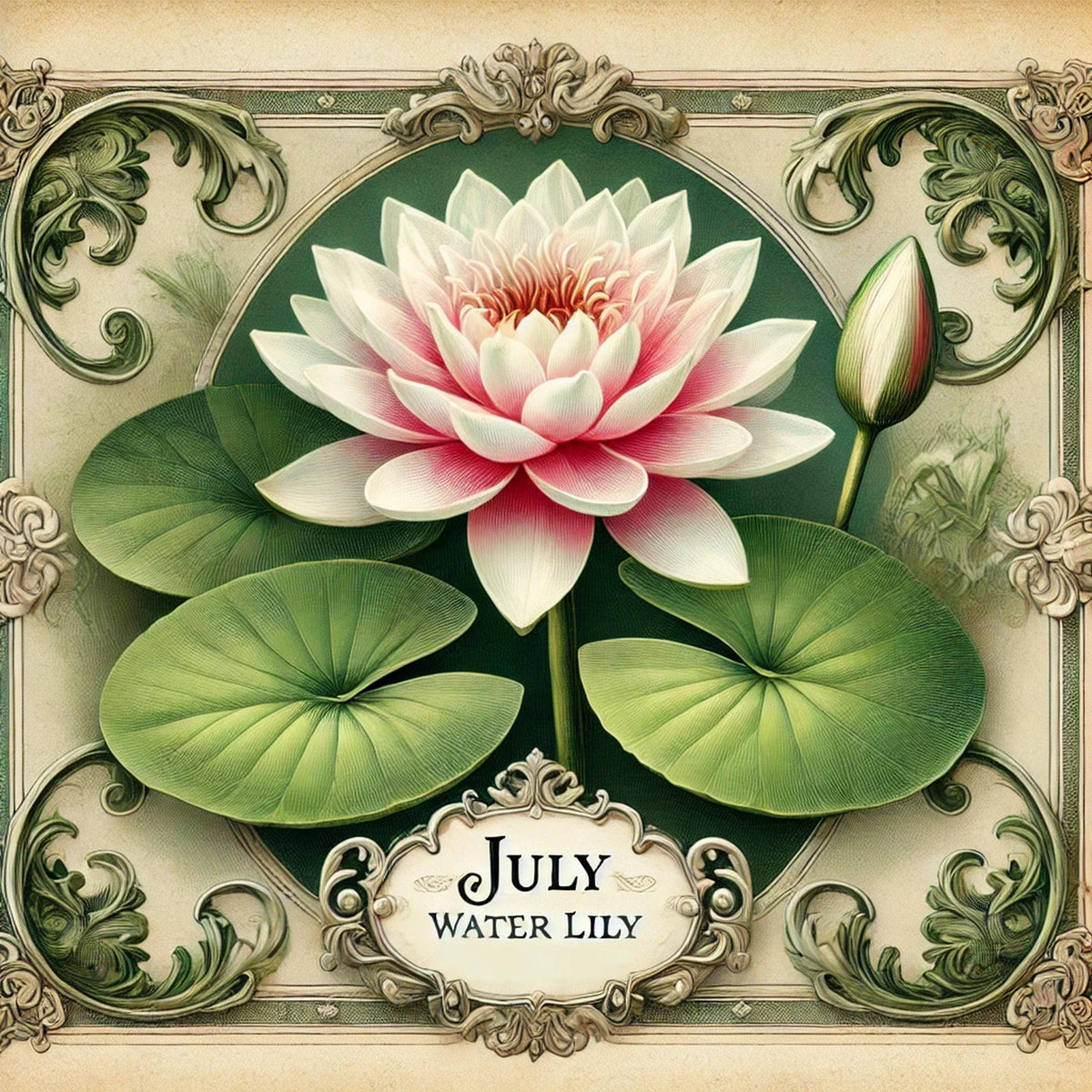 Water Lily Botanical Print: July Birth Flower Vintage Art (Digital Download) 2