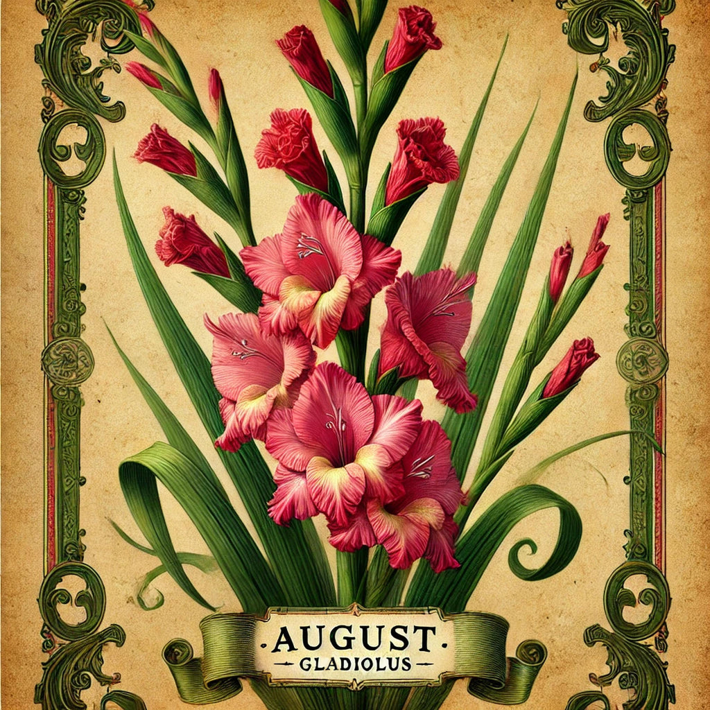 Gladiolus August Birth Flower Print: Vintage Victorian Floral Art (Digital Download)