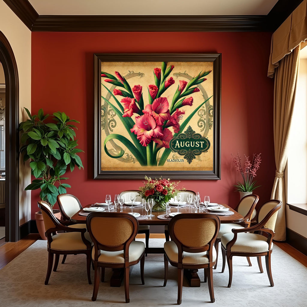 August Birth Flower Gladiolus Print: Vintage Victorian Floral Art (Digital Download)