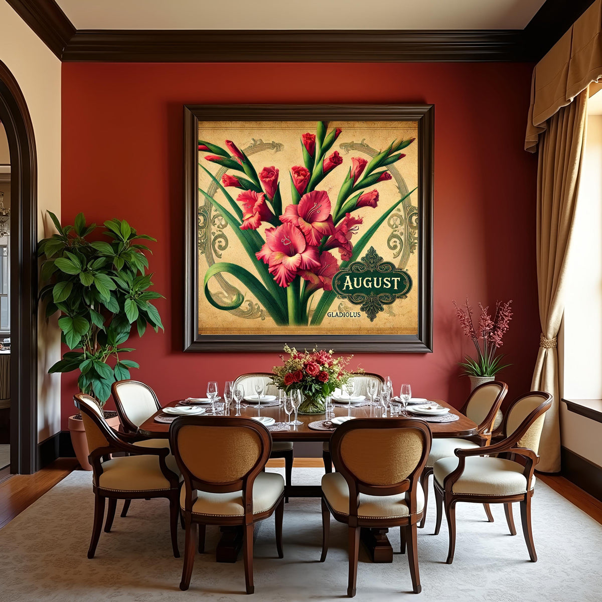 August Birth Flower Gladiolus Print: Vintage Victorian Floral Art (Digital Download)