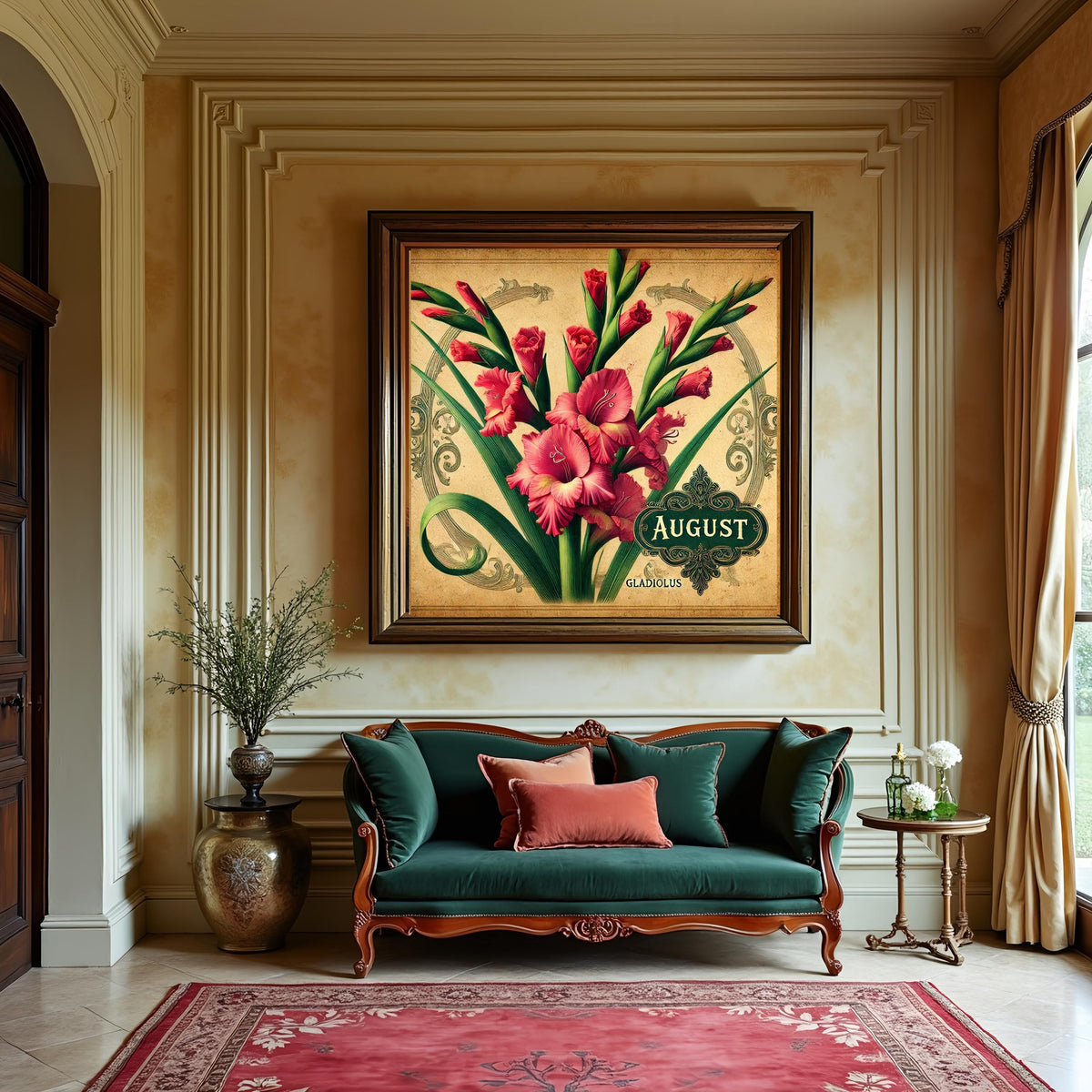 August Birth Flower Gladiolus Print: Vintage Victorian Floral Art (Digital Download)
