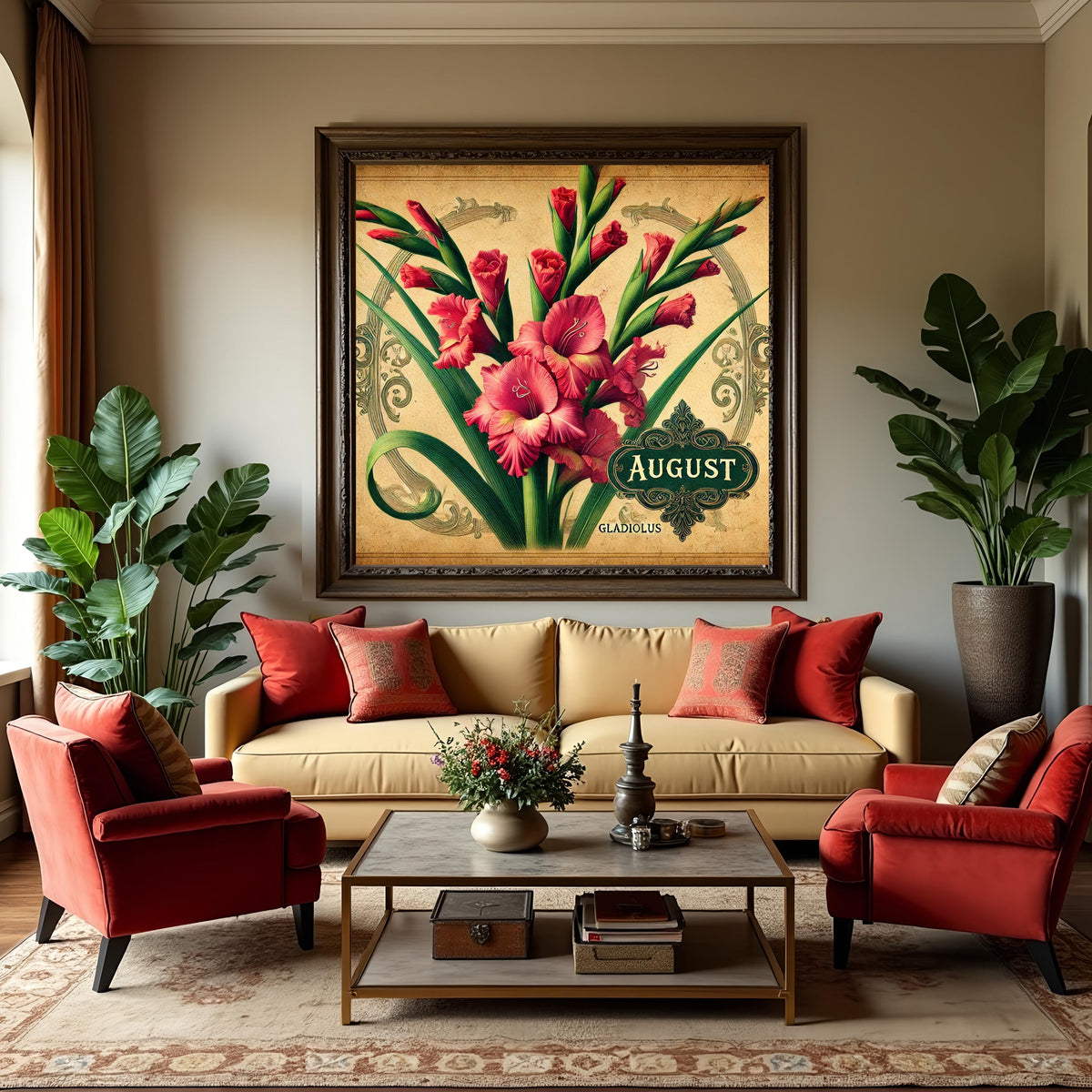 August Birth Flower Gladiolus Print: Vintage Victorian Floral Art (Digital Download)