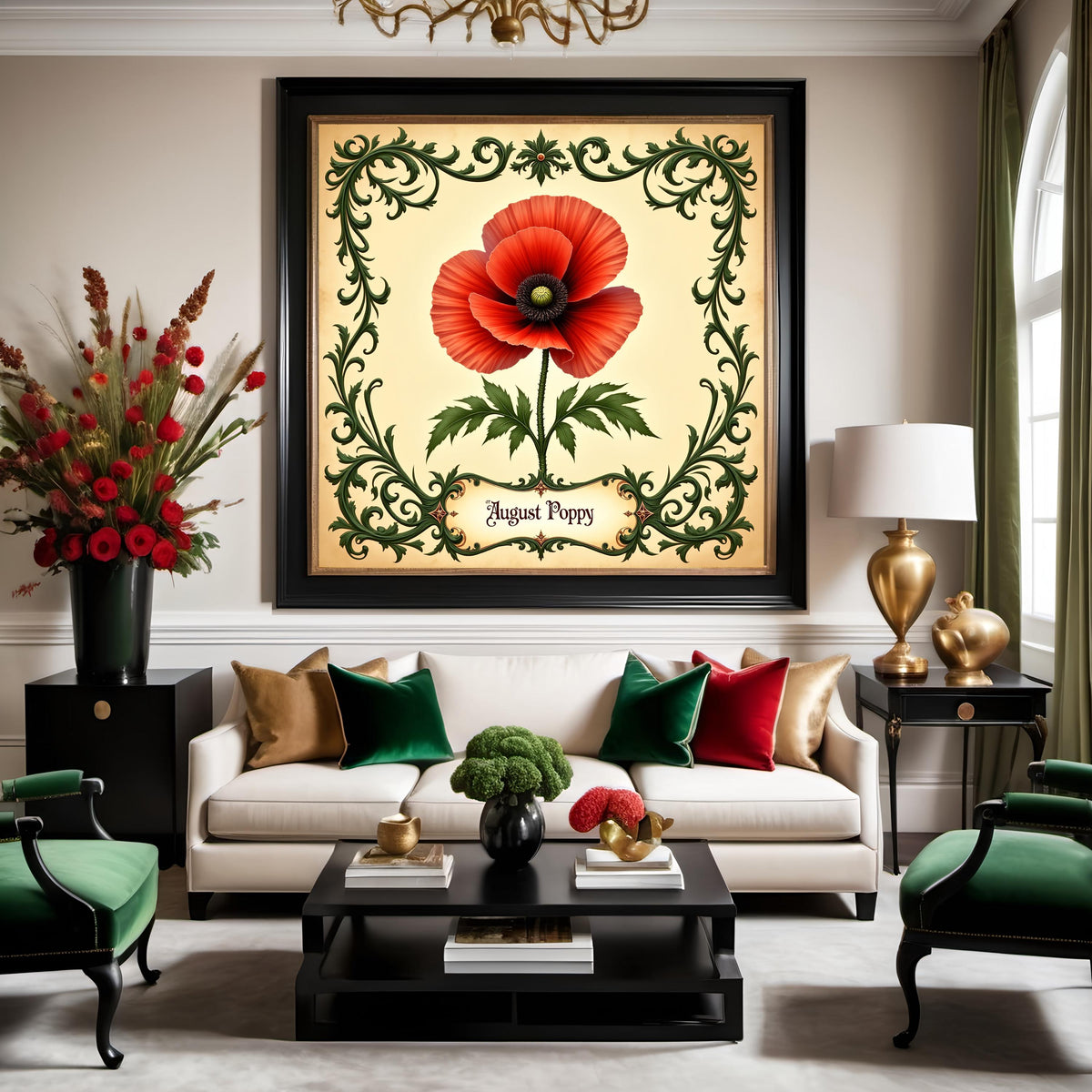 August Birth Flower Poppy Print: Vintage Botanical Wall Art (Digital Download)