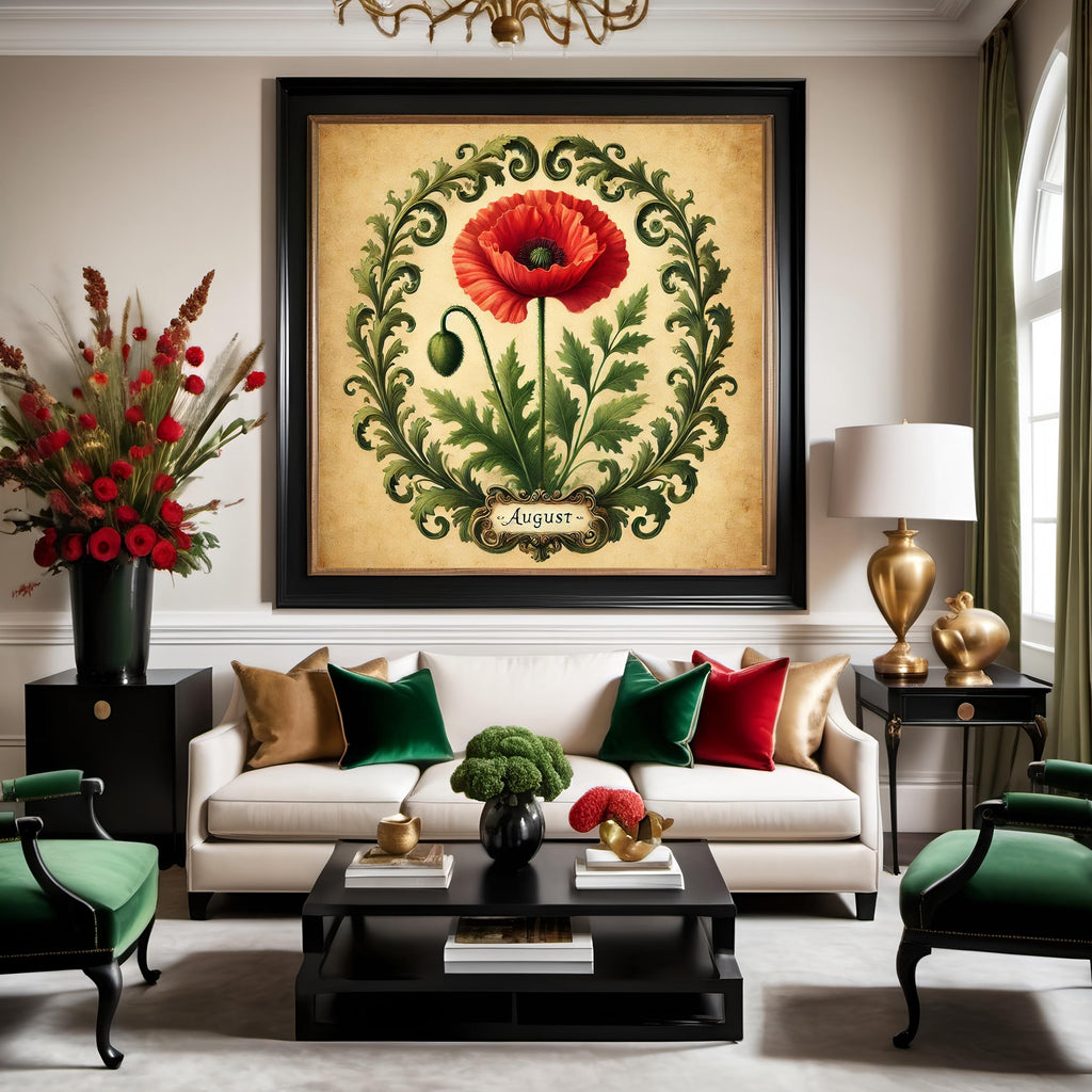 August Birth Flower Poppy Print: Vintage Botanical Art (Digital Download)