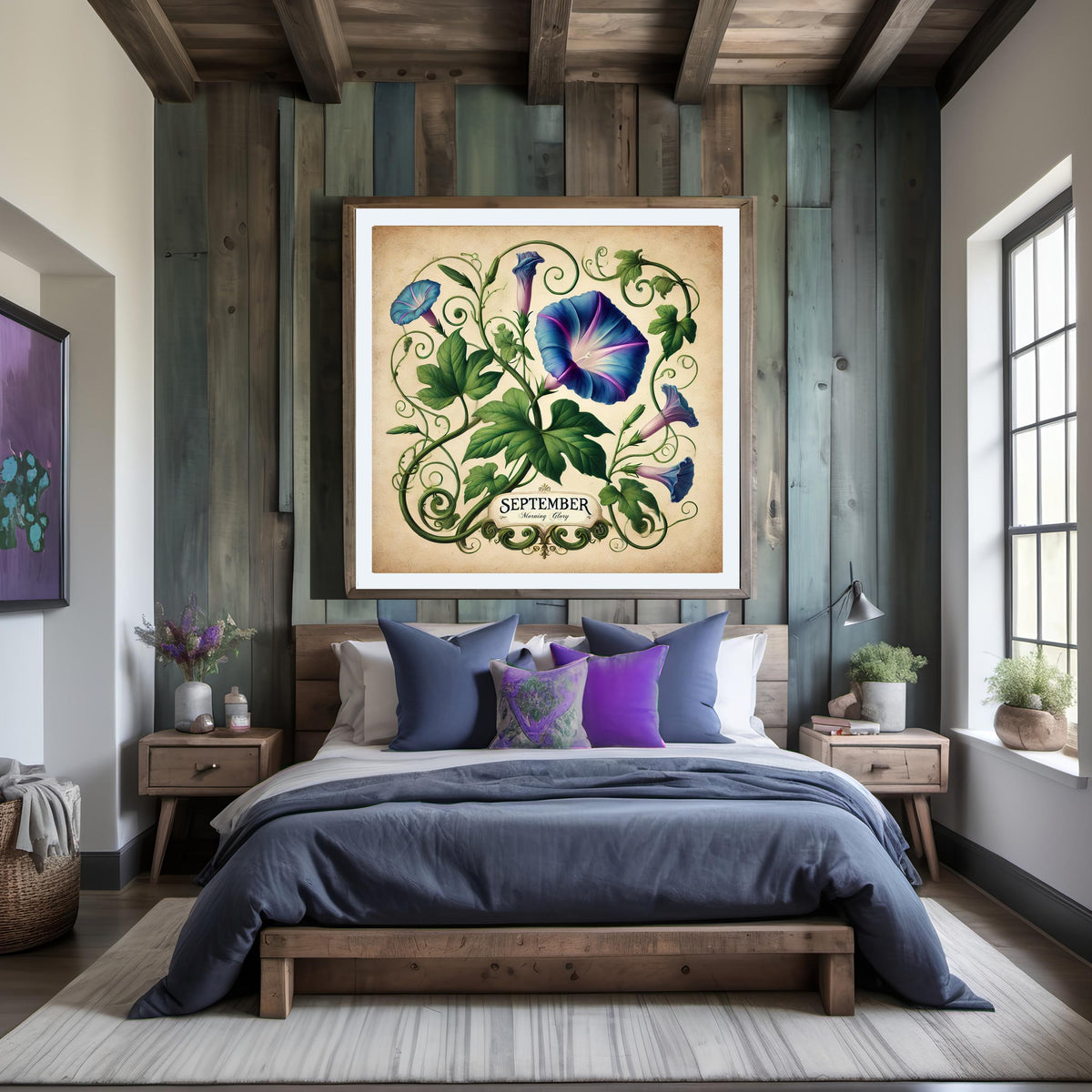 September Birth Flower Art Print: Vintage Morning Glory Botanical (Digital Download)