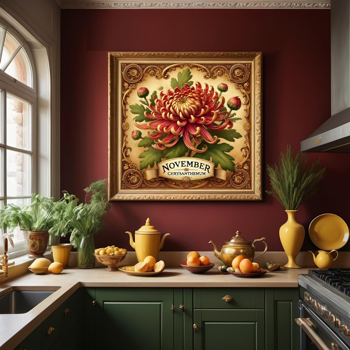 Chrysanthemum November Birth Flower Print: Vintage Floral Wall Art (Digital Download) 2