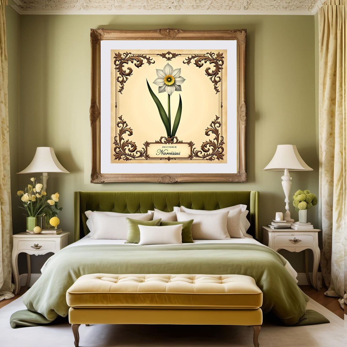 December Birth Flower Print: Vintage Narcissus Botanical Art (Digital Download)