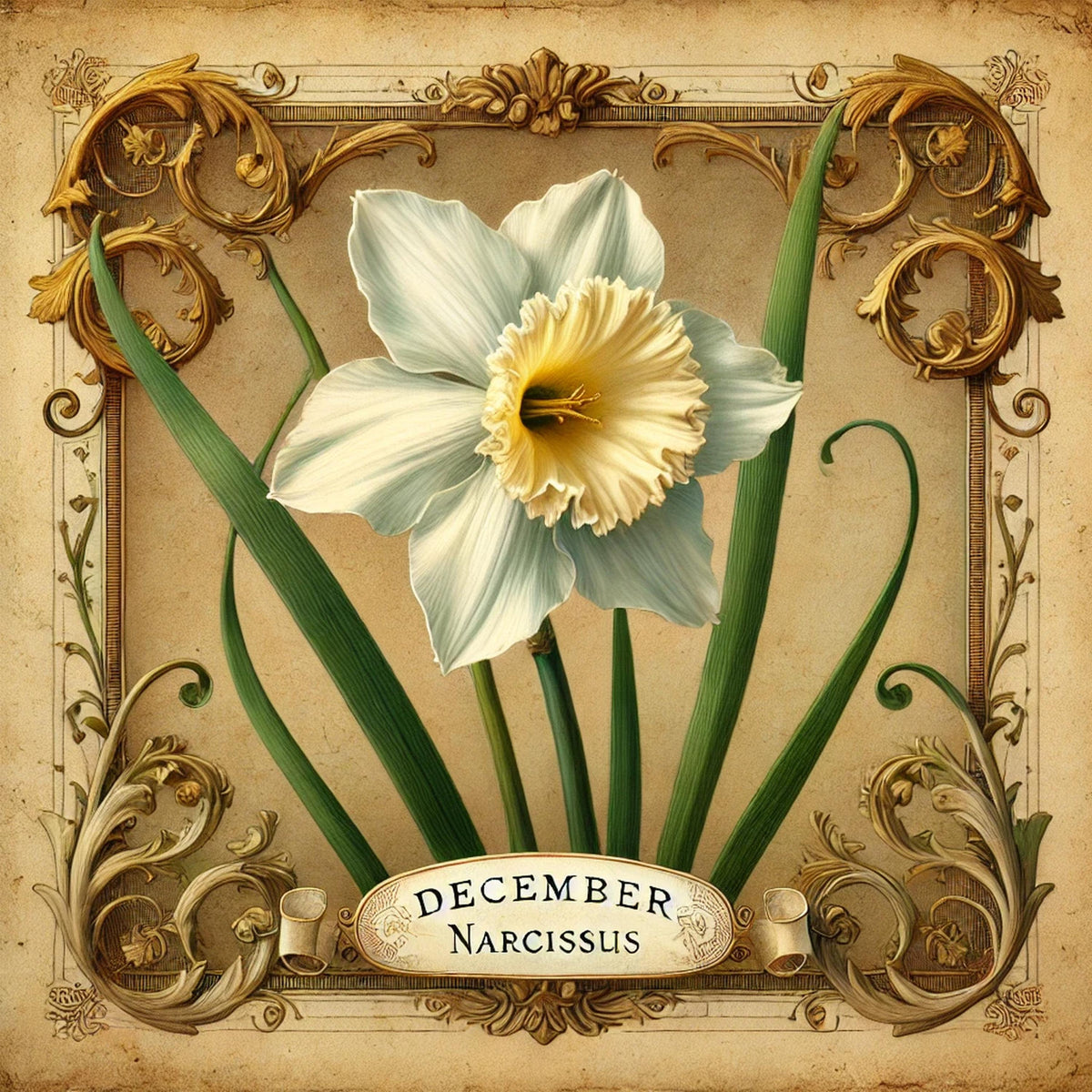 December Birth Flower Print: Vintage Narcissus Botanical Art (Digital Download) 2