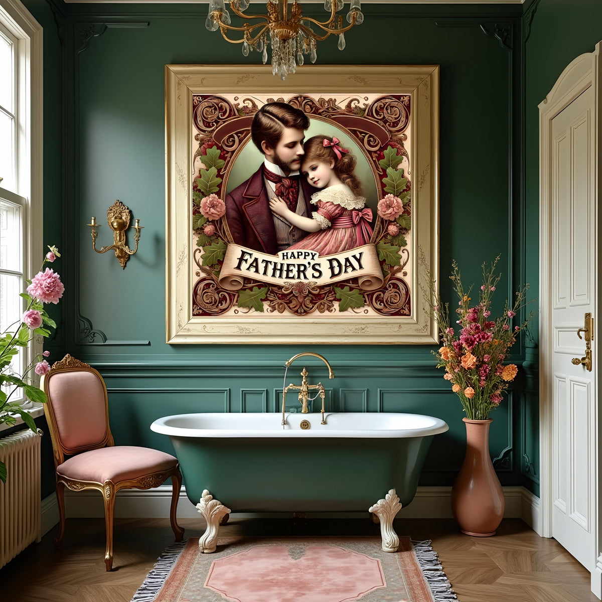 Victorian Father's Day Art Print: Father & Daughter Hug (Digital Download)