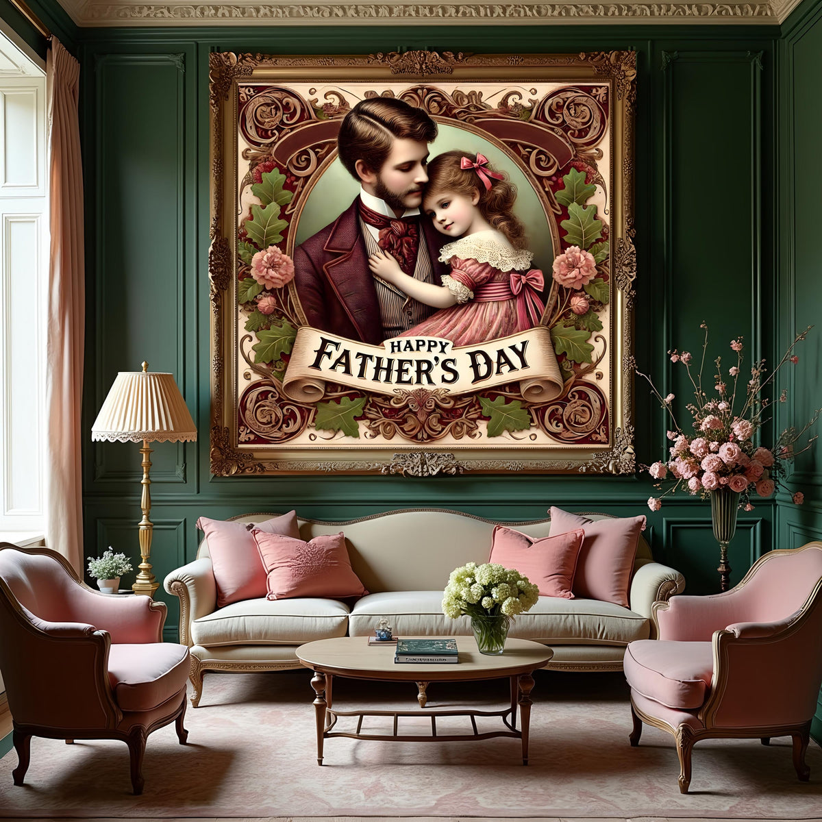 Victorian Father's Day Art Print: Father & Daughter Hug (Digital Download)