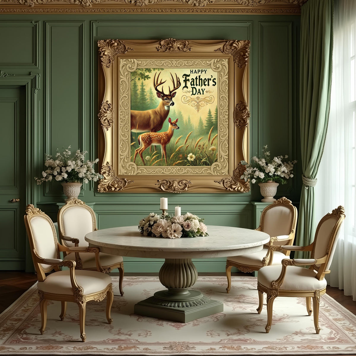 Vintage Father's Day Deer Print: Rustic Woodland Wall Art (Digital Download)