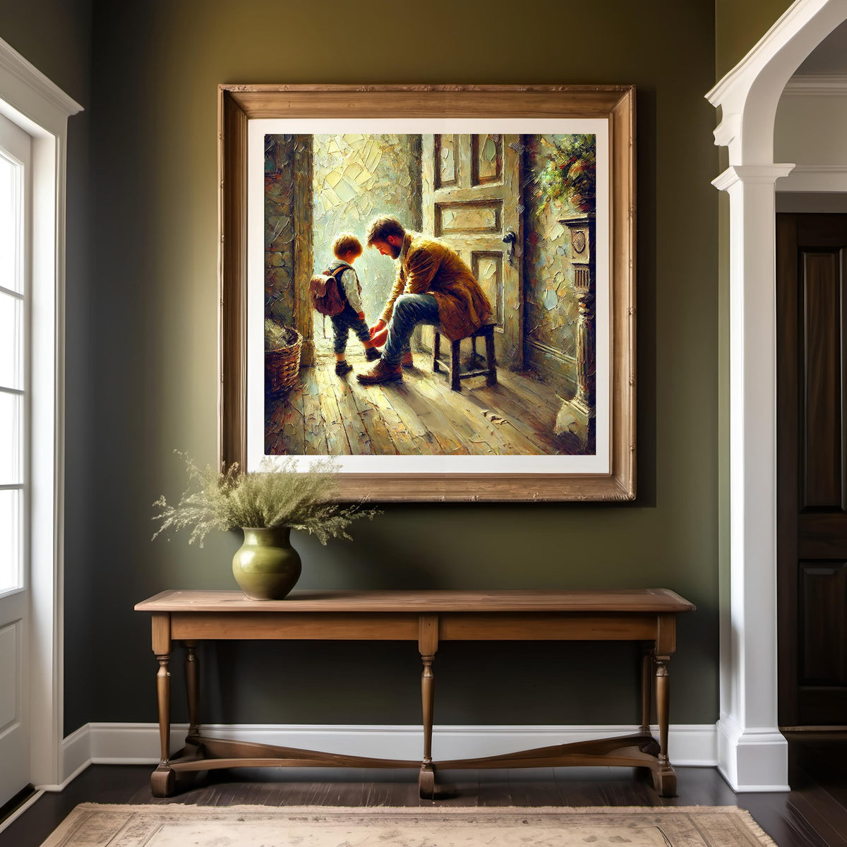 Father and Son Art Print: Rustic Vintage-Style Painting (Digital Download)