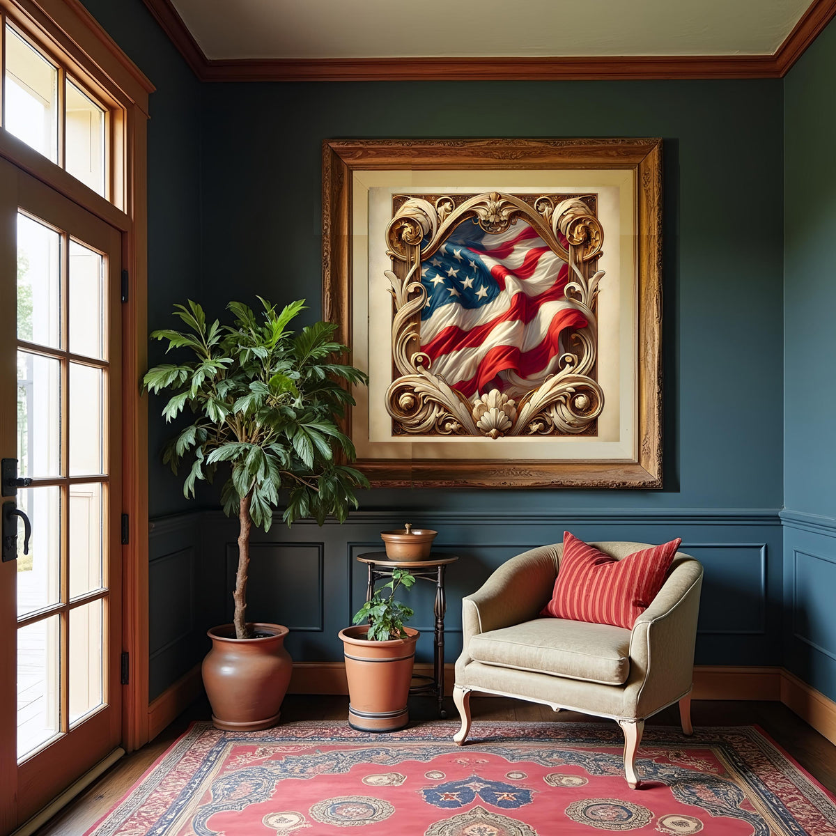 Art Nouveau American Flag Print: Vintage Patriotic Wall Art (Digital Download) 3