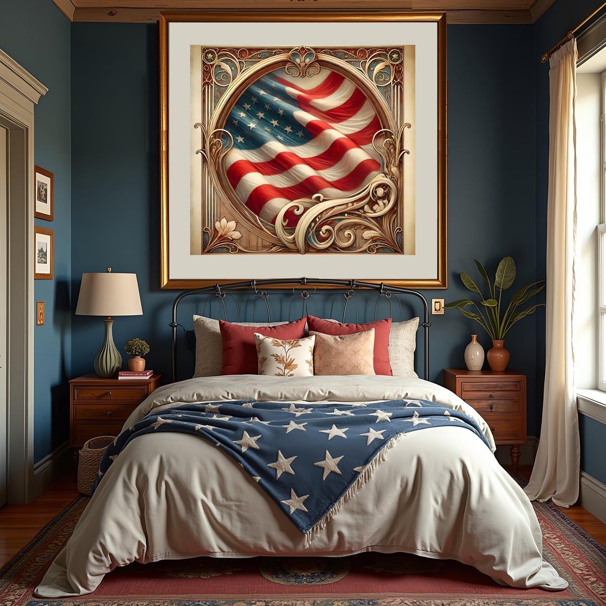Art Nouveau American Flag Print: Vintage Patriotic Wall Art (Digital Download) 2