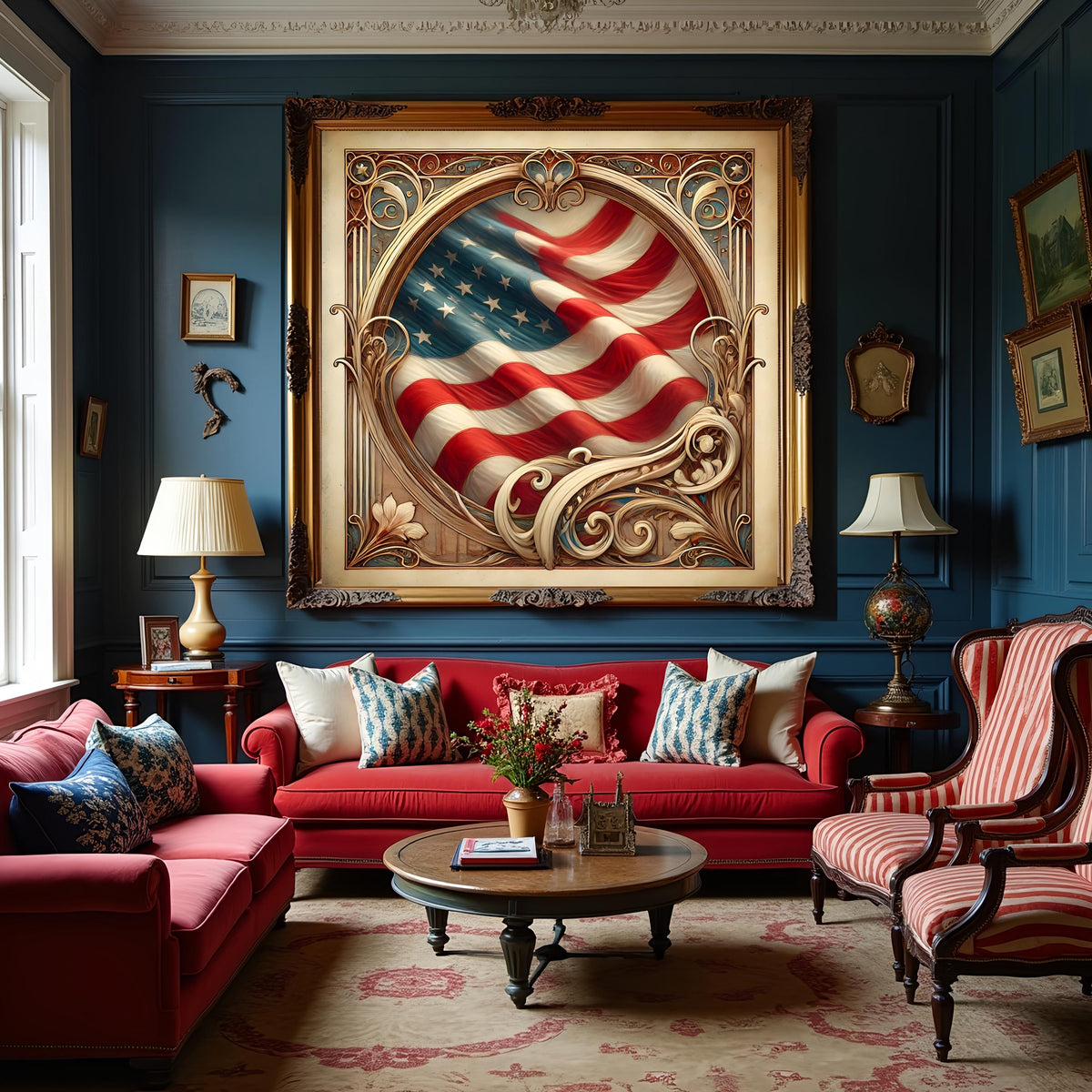 Art Nouveau American Flag Print: Vintage Patriotic Wall Art (Digital Download) 2